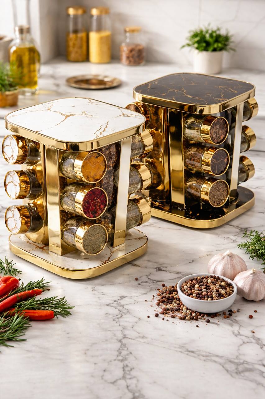 12 in 1  MARBLED ROTATING SPICE RACK