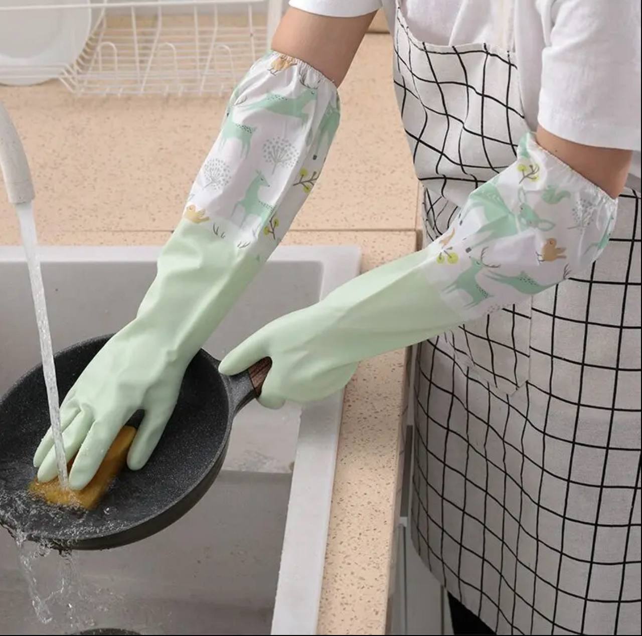 Long silicon waterproof kitchen/household gloves
