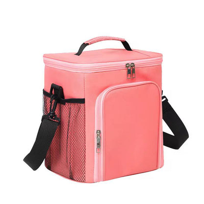 Large capacity 2 compartment lunch bag .