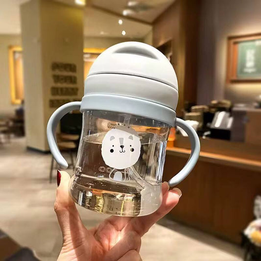 250ml Baby Water Bottle Learning Cup Anti Choke Non-spill Training Cup Leak-Proof Fee With Gravity Ball Straw
