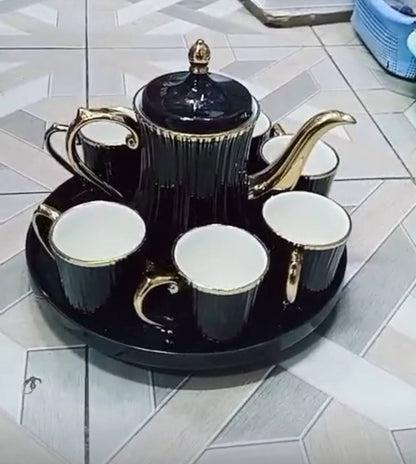 8pcs set ceramic Tea/Coffee sets with rotary trays