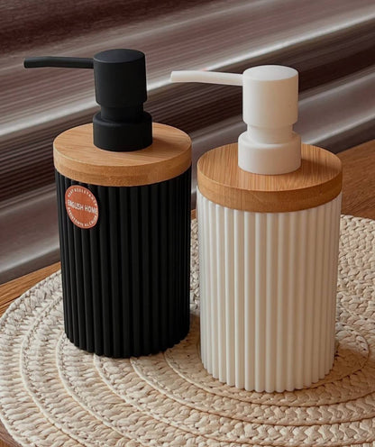 Bamboo luxury Lotion pump bottle for kitchen/ bathroom countertops / shower gel/ decorative soap dispenser