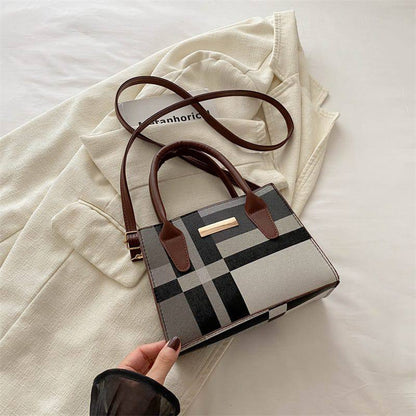 Trend fashion collision color check bag