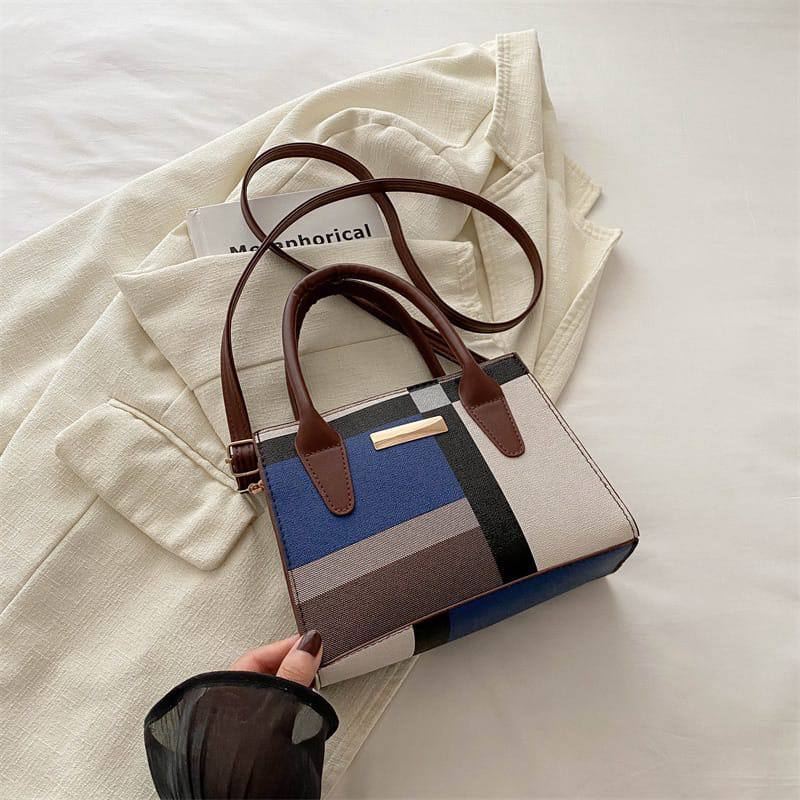 Trend fashion collision color check bag