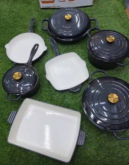 11 pcs Enamel Cast iron cooking pots