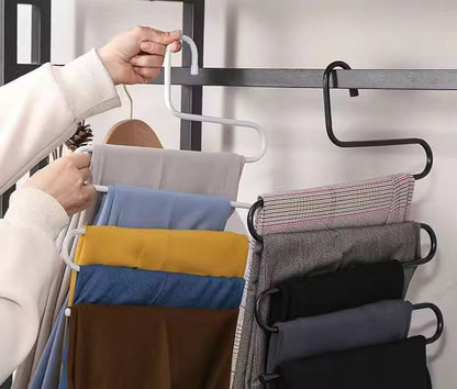 Black and white trouser hangers