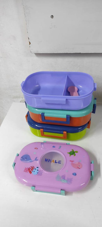 Oval Dino Cartoon themed Healthy Plastic Lunch Box