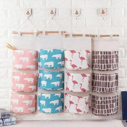 3 Pocket Wall Hanging Storage Bag Over The Door Room Linen Organizer Pouch Hanging Storage Closet