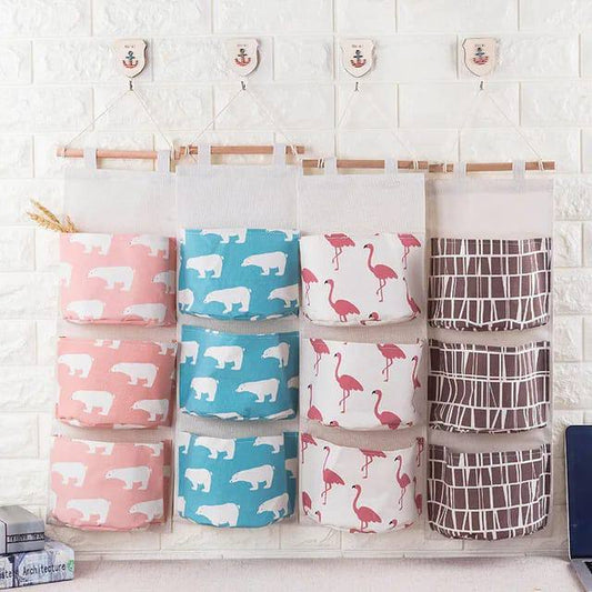 3 Pocket Wall Hanging Storage Bag Over The Door Room Linen Organizer Pouch Hanging Storage Closet