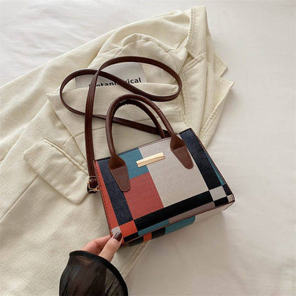 Trend fashion collision color check bag