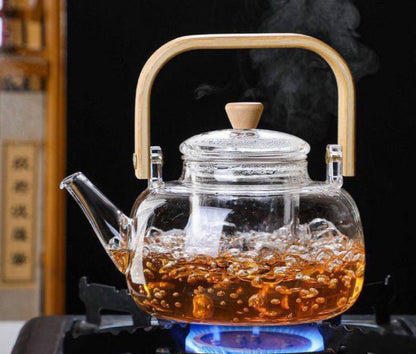 High Borosilicate glass tea/Coffee pot with double glass filter infuser