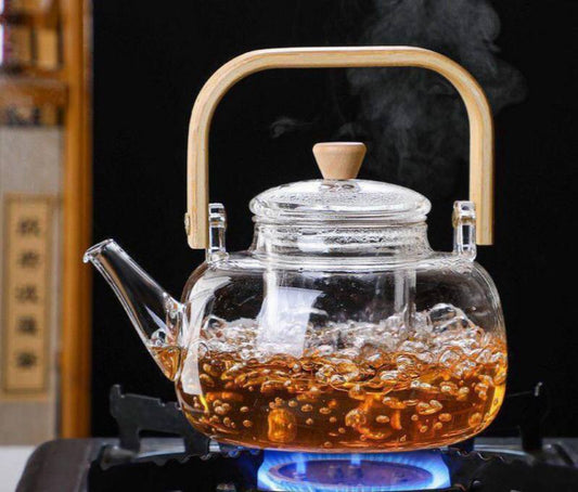 High Borosilicate glass tea/Coffee pot with double glass filter infuser