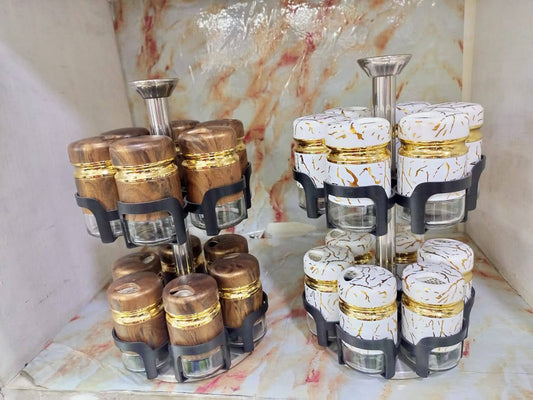 12pcs spices jars with rotating stand
