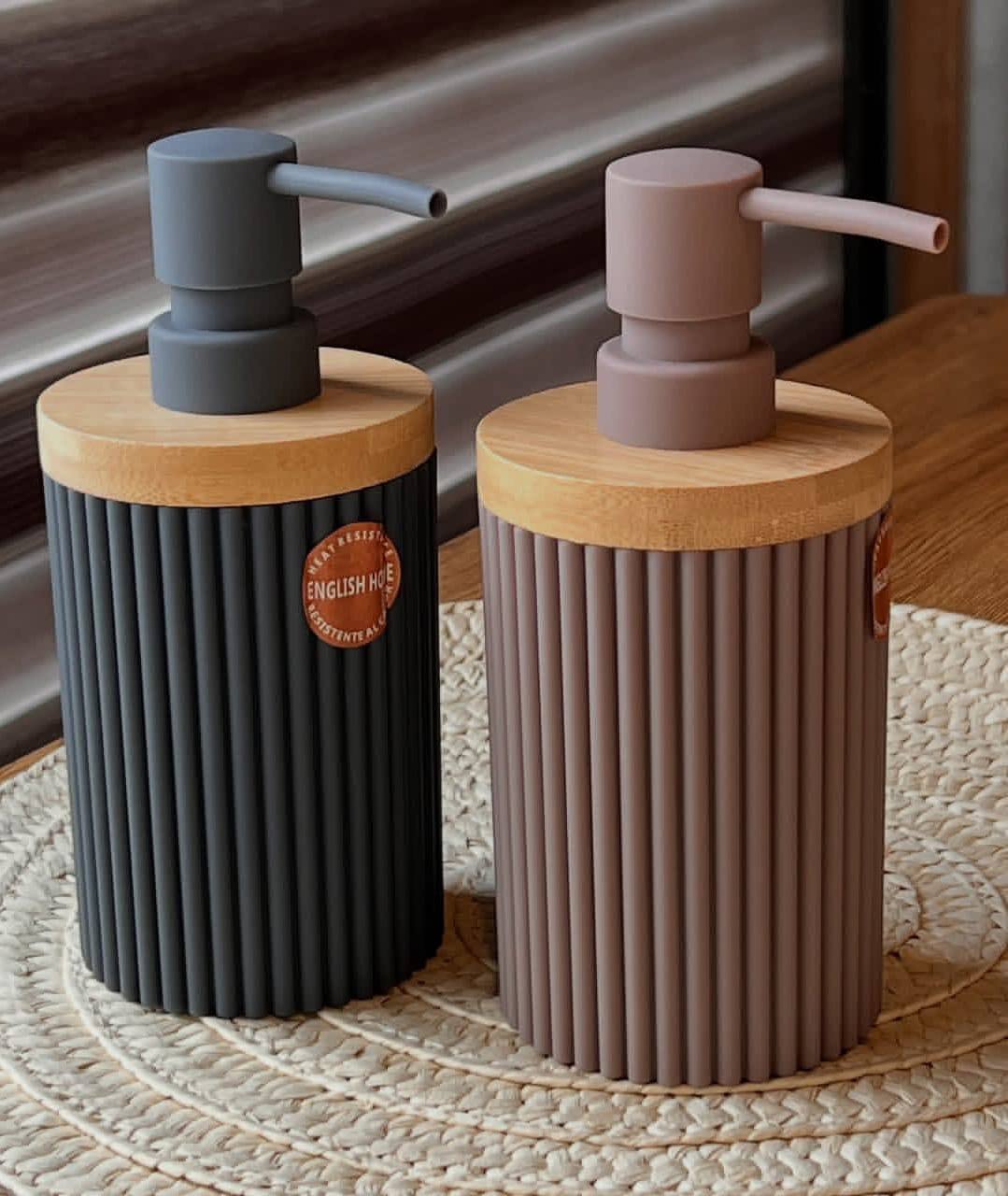Bamboo luxury Lotion pump bottle for kitchen/ bathroom countertops / shower gel/ decorative soap dispenser