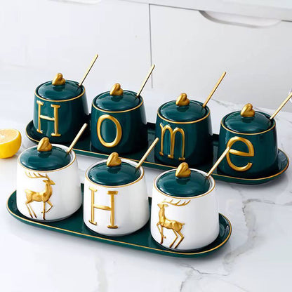 Luxurious sugar/spice dish set