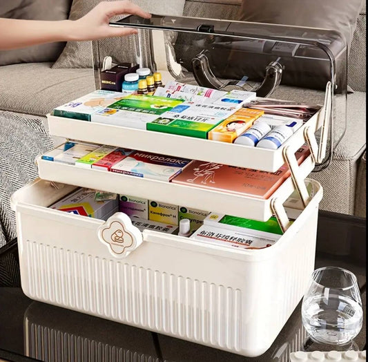 3 layered portable medicine storage box