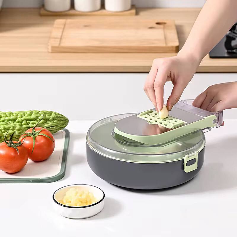 9in1 functions vegetable cutter Round bowl  Dice,shred &slice