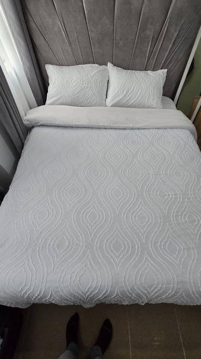 3pc Tufted  Wave Duvet cover set