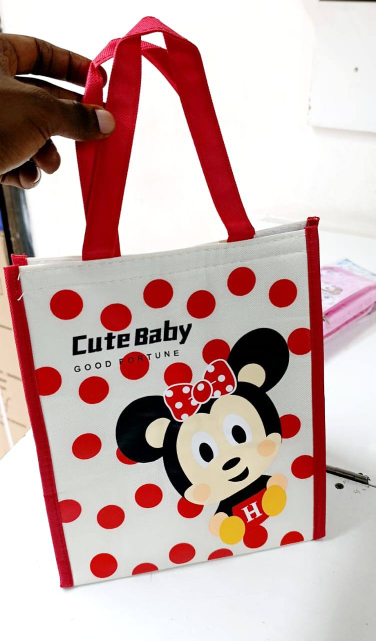 Disney Mickey Linen insulated lunch bag, With Flap Closure - Fashionable Cartoon Design Tote insulated lunch bag For Office, Students, Women