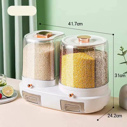 Rotatable grain storage box with compartments