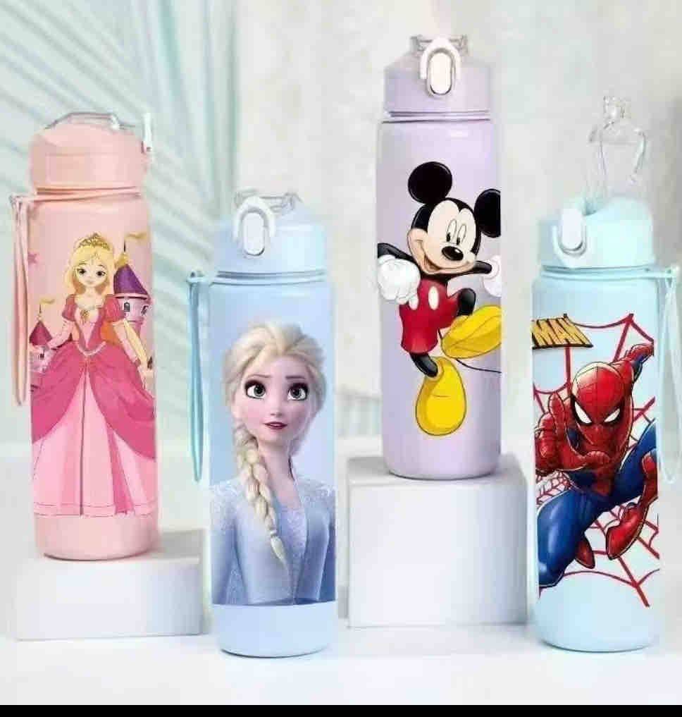Disney 800ml Frozen Elsa, Spiderman, princess & Mickey Mouse Cute Design Leakproof unbreakable Outdoor School kids  Water Bottle