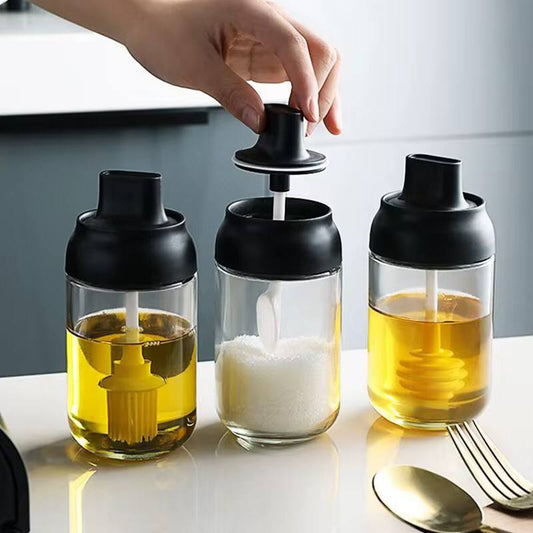 Glass jar with dipper