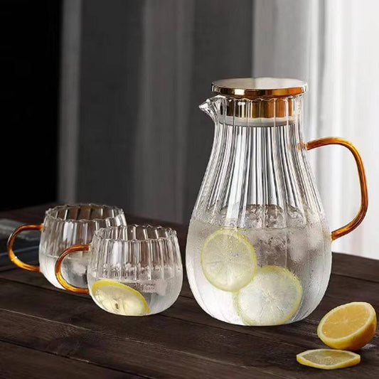 Stripped / pumpkin Transparent Teapot / Coffee /Juice/ Lemonade Jug Flower Tea Pot Hot/Cold Water Pitcher