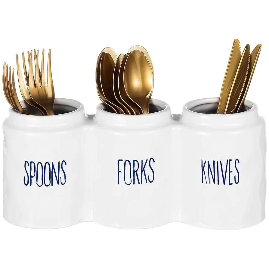 3 compartment Ceramic cutlery Holder