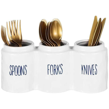 3 compartment Ceramic cutlery Holder