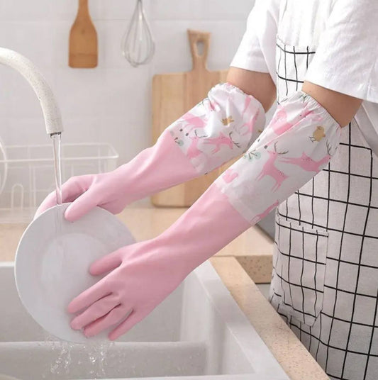 Long silicon waterproof kitchen/household gloves