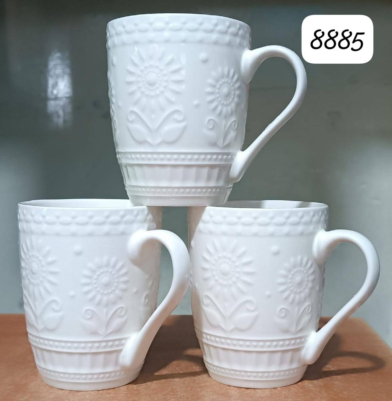 White ceramic mugs