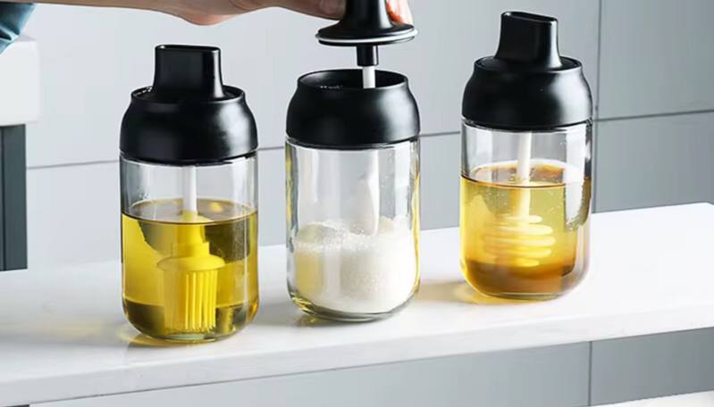 Glass jar with dipper