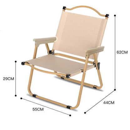 Garden Art Folding Portable Metal Camping Chair with Wooden Armset