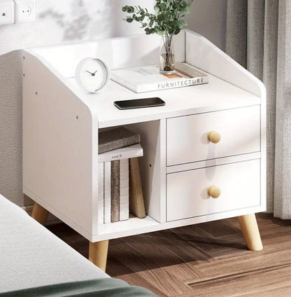 Bedside table with compartments and two drawers