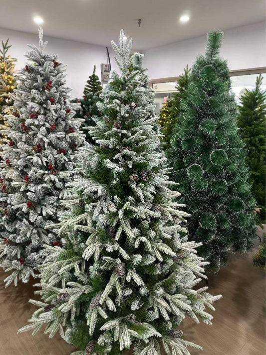 PREMIUM PINE SNOW FLOCKED TREE WITH CONE
high quality with 2000 leaves