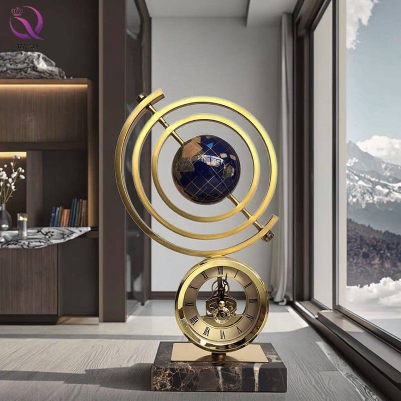 MARBLE BASE CLOCK GLOBE DECOR