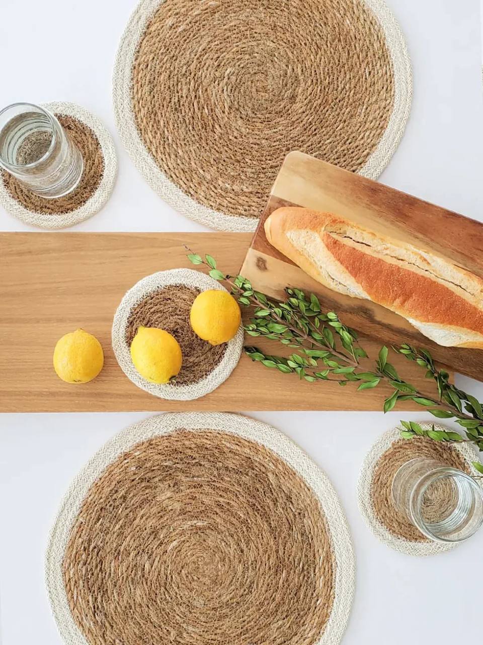 6Pcs Natural Handmade Straw Wooven Table mats
