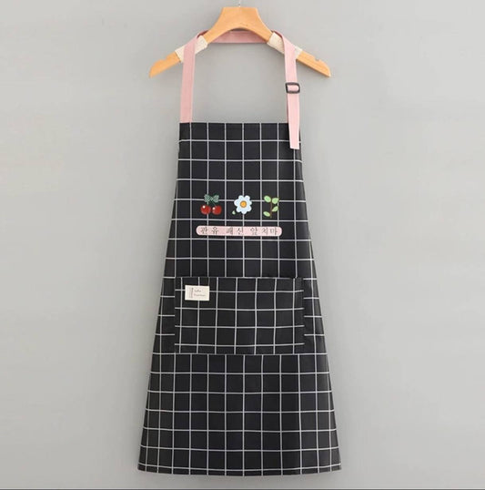 Waterproof cute checked floral Aprons with hand wipe towel