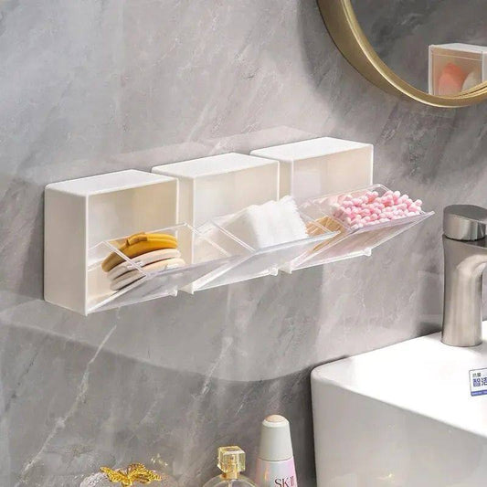 2pcs set  Plastic Wall Mounted Storage Box Dustproof Bathroom Organizer