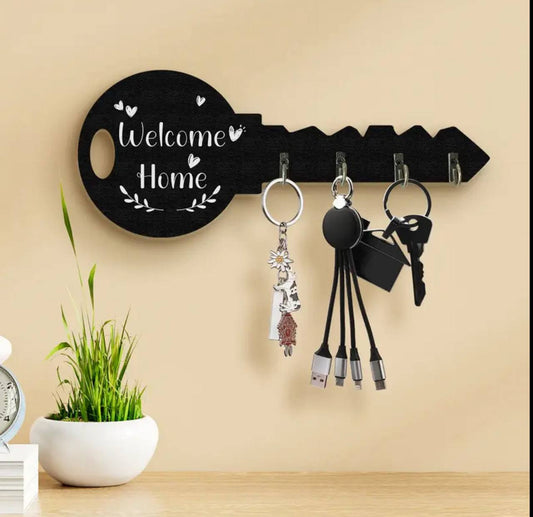 Wall mounted decorative wooden key organizer