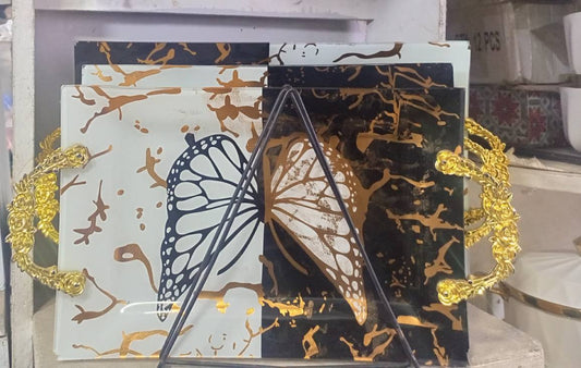 3 PCs glass serving trays