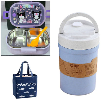 CARTOON 3 IN 1 MICROWAVEBLE LUNCH BOX COMBO SET