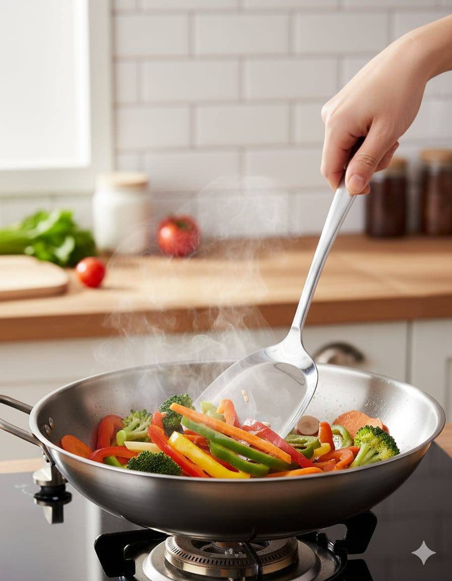 Steel serving spoon mayai flat