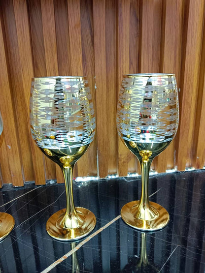 6pcs Quality golden wine glasses