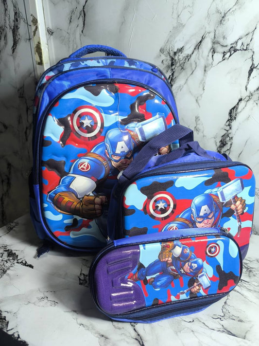3in1 Cartoon theme School Backpack
