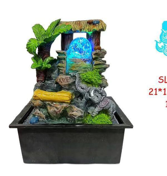 Elephant mother and child Rockery Resin tabletop fountain