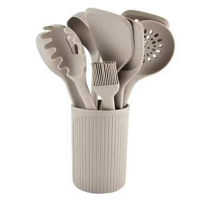 High Temperature resistant heavy duty silicone cooking/serving spoons with hard TPR handles