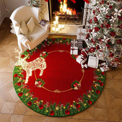 Christmas Circular Carpet Washable Anti Slip Carpet New Year Atmosphere Mat Decoration*
Size: 120cm
