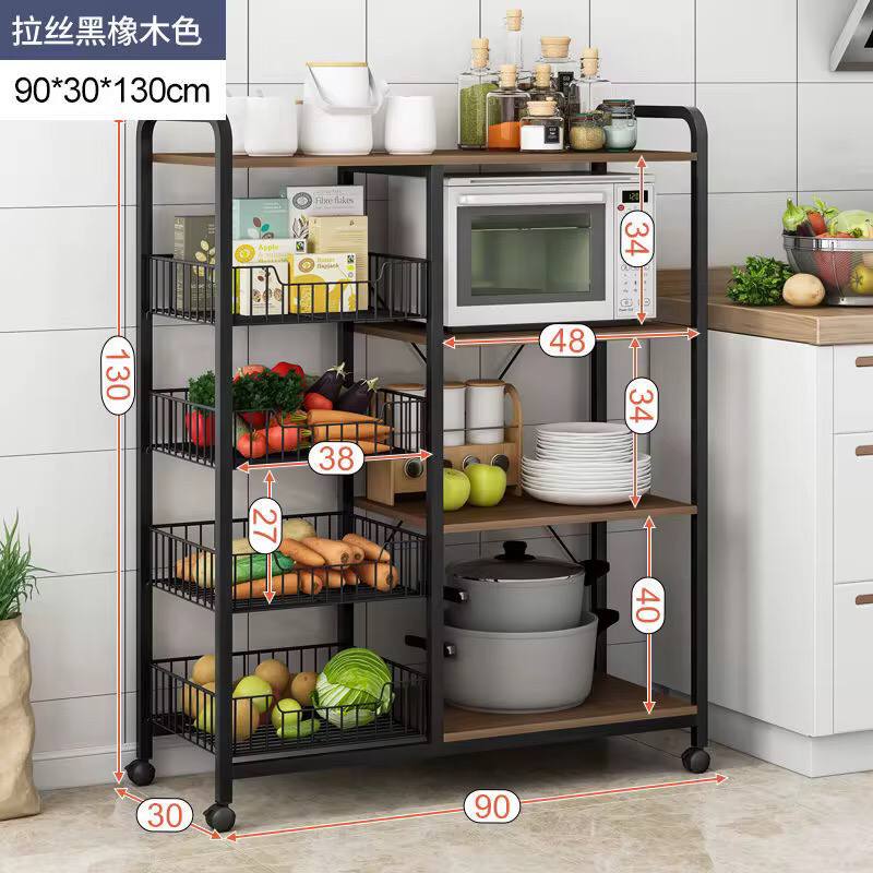 Multifunctional Strong metallic Kitchen rack with movable & lockable wheels