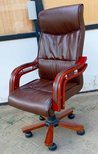 HLILY Office Chair, Solid Wood Reclining Computer Chair, Home Executive Chair, Executive Commercial Swivel Chair/Brown or Black/110-